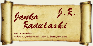 Janko Radulaški vizit kartica